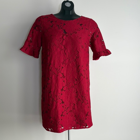 Monteau Scarlet Floral Lace Mini Dress - Picture 1 of 3